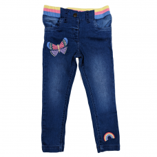 NX611: Girls Rainbow Butterfly Denim Jeggings  (1-6 Years)
